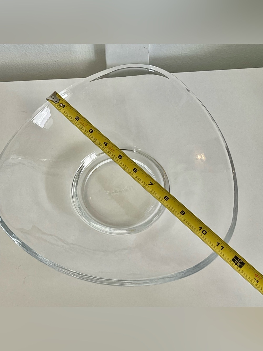 Nambe 11" Heavy Clear Glass Tri-Corner Triangle Bowl Neil Cohen Centerpiece MCM - Picture 8 of 9